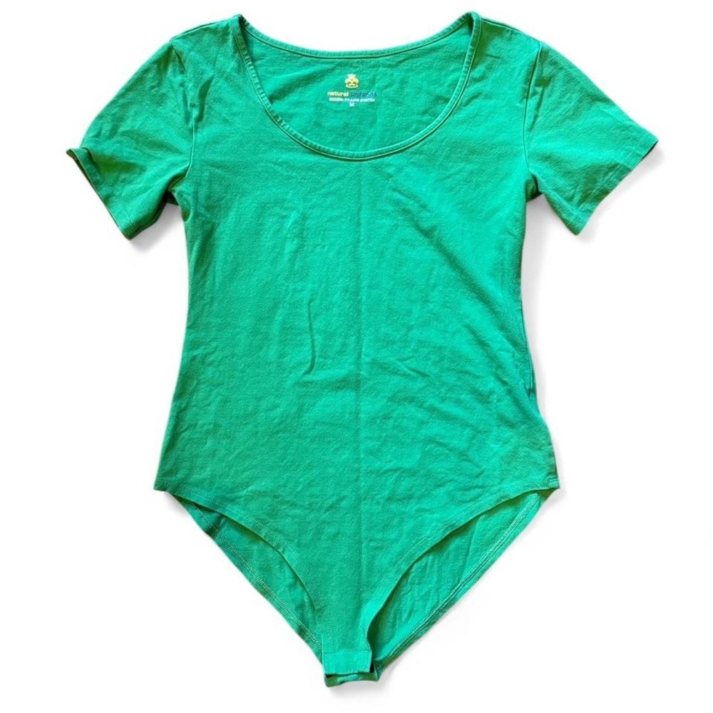 Natural Uniforms Green Short Sleeve Scoop Neck Bodysuit Luxe Stretch M